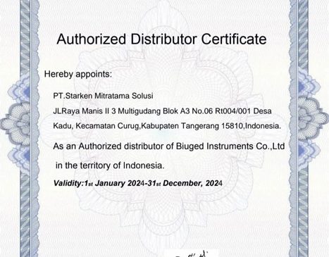 Biuged Authorized Distributor Certificate